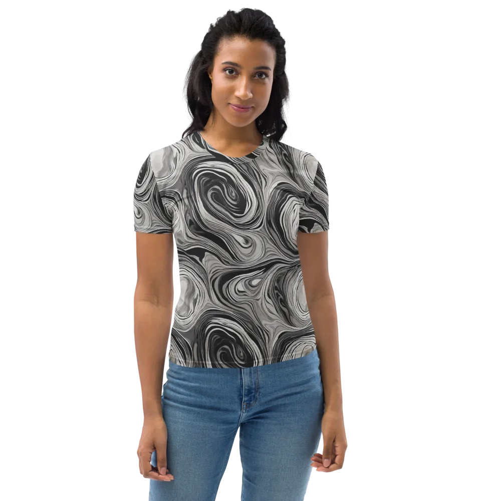 Monochrome Tide on Women's Crew Neck T-Shirt — Front