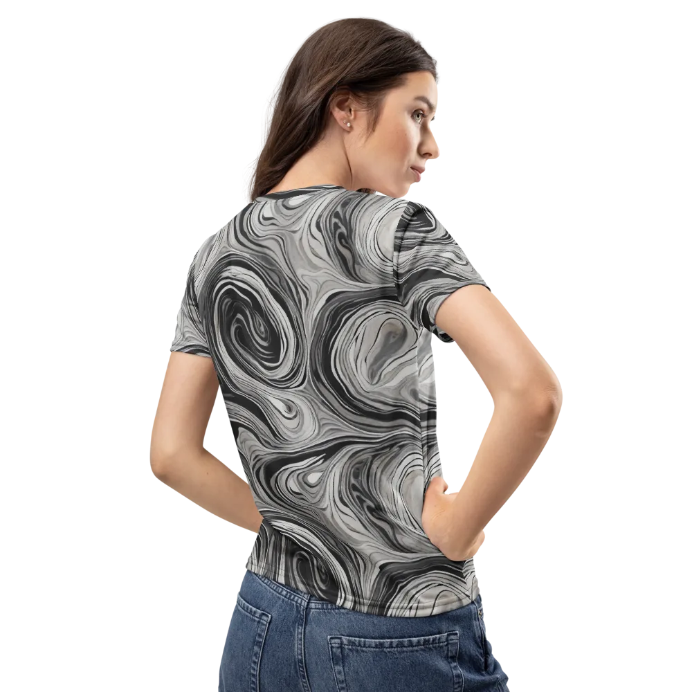 Monochrome Tide on Women's Crew Neck T-Shirt — Back