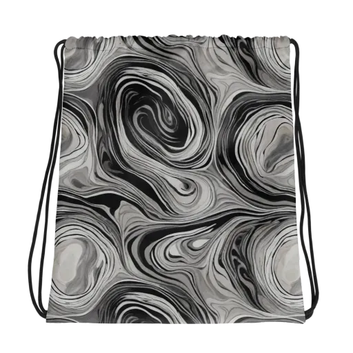 Monochrome Tide on a Drawstring Bag