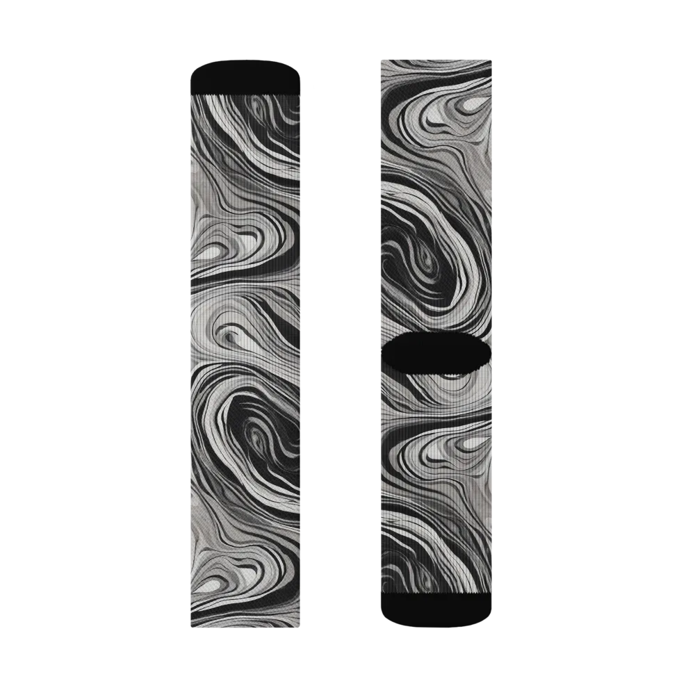 Monochrome Tide on Socks — Left Sock
