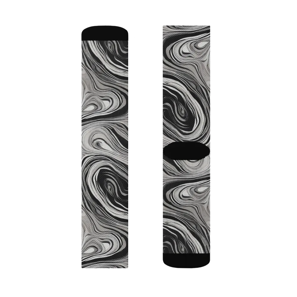Monochrome Tide on Socks — Right Sock