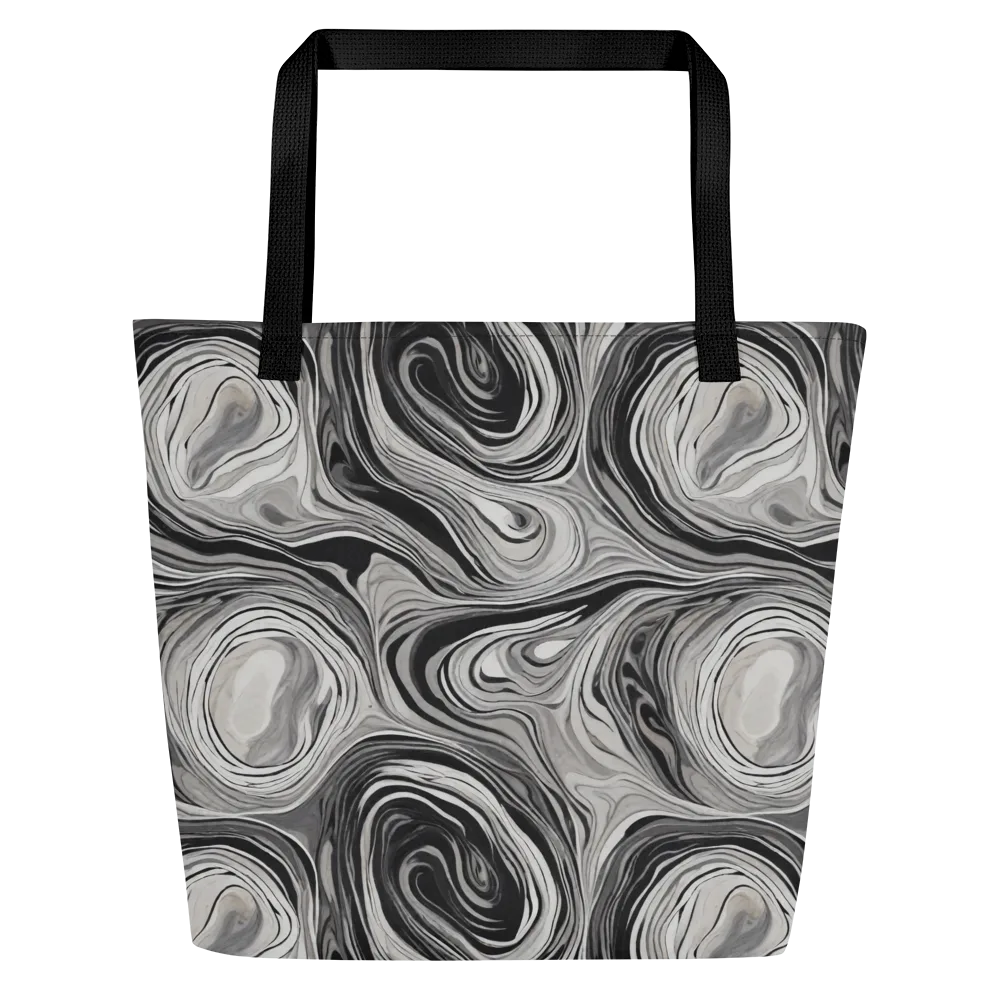 Monochrome Tide on Large Tote Bag W/ Pocket — Front