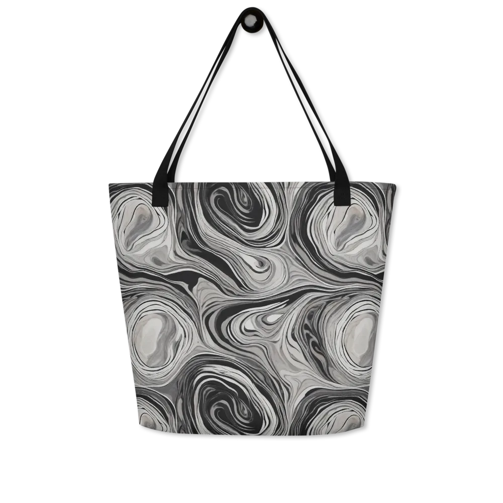 Monochrome Tide on Large Tote Bag W/ Pocket — Front