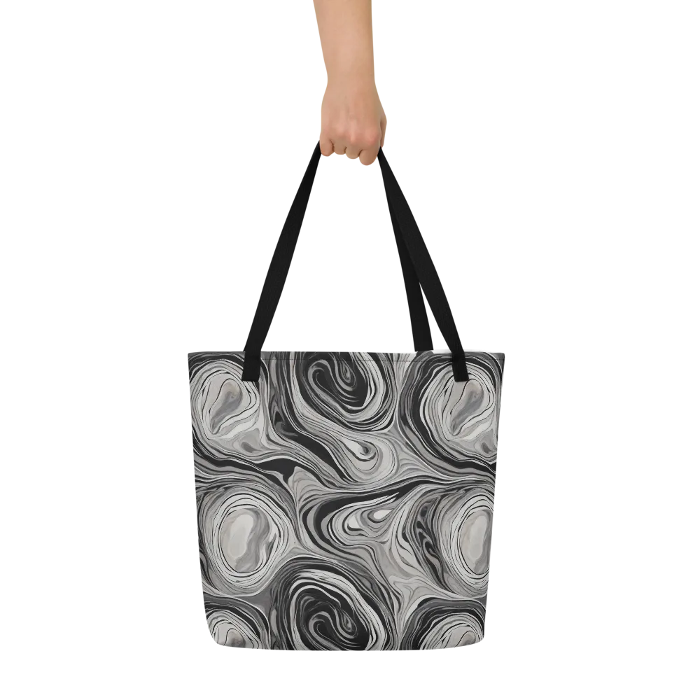 Monochrome Tide on Large Tote Bag W/ Pocket — Front