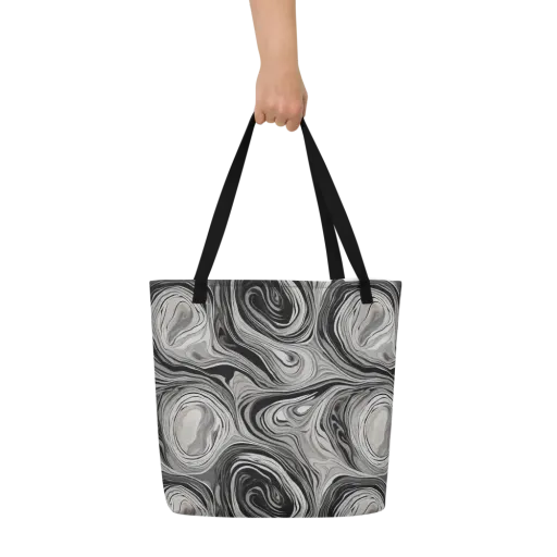 Monochrome Tide on a Large Tote Bag W/ Pocket
