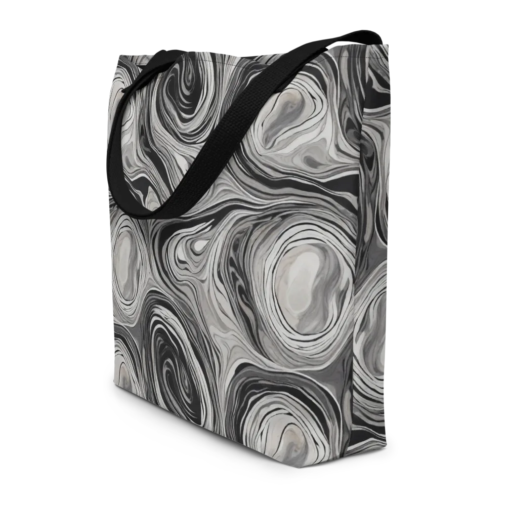Monochrome Tide on Large Tote Bag W/ Pocket — Front