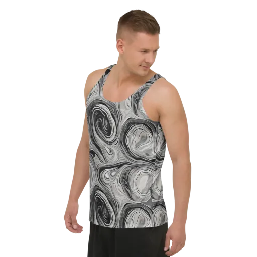 Monochrome Tide on a Men's Tank Top