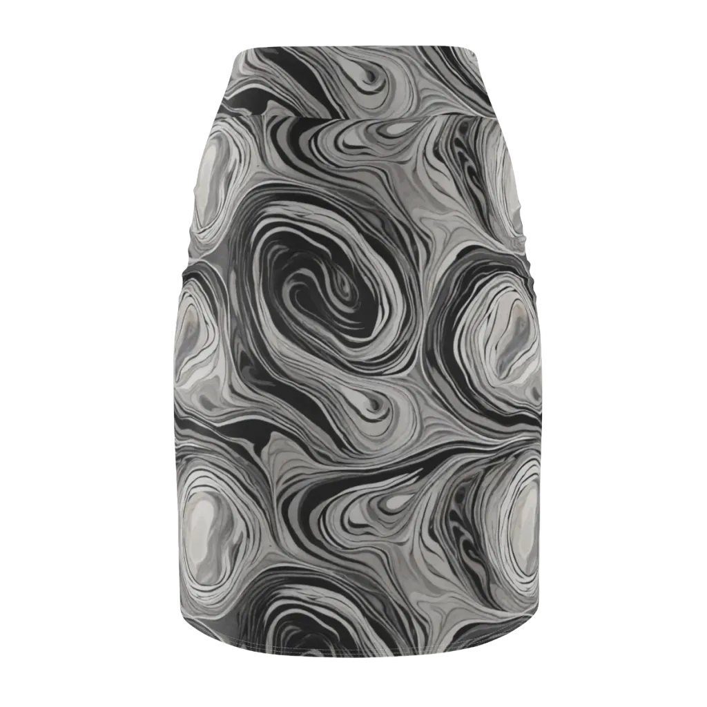 Monochrome Tide on Pencil Skirt — Back