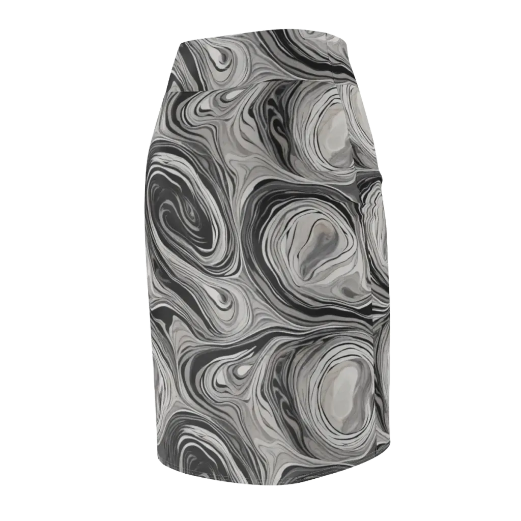 Monochrome Tide on Pencil Skirt — Back Side