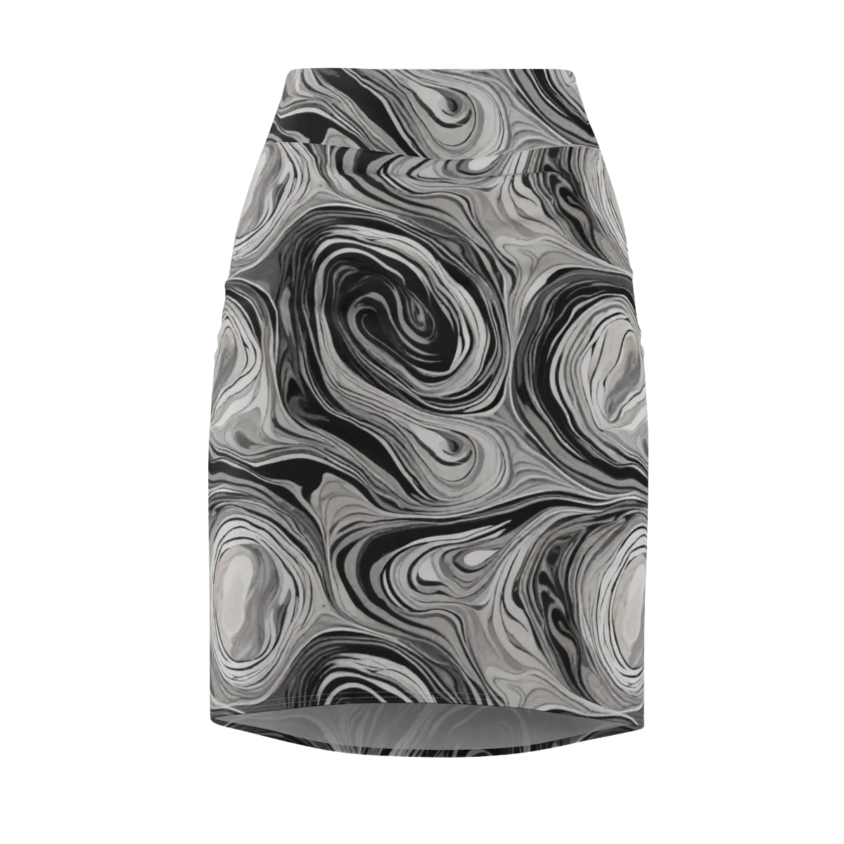 Monochrome Tide on Pencil Skirt — Front