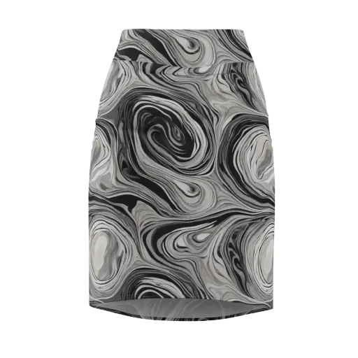 Monochrome Tide on a Pencil Skirt