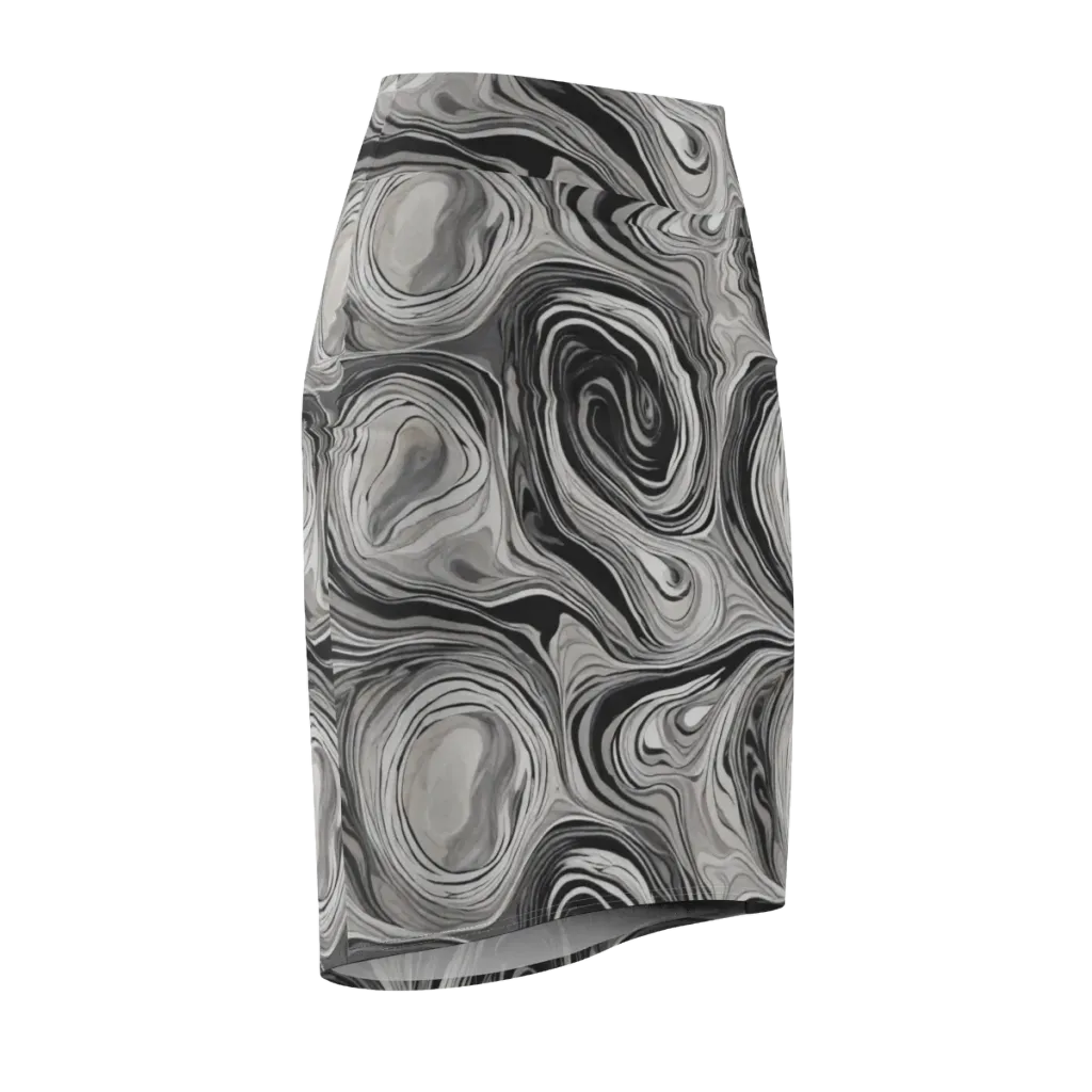 Monochrome Tide on Pencil Skirt — Front Side