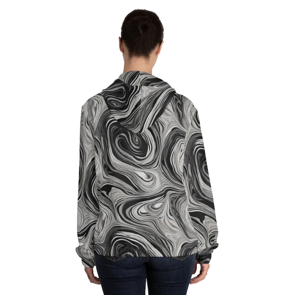 Monochrome Tide on Women's Full-Zip Hoodie — Back On Person