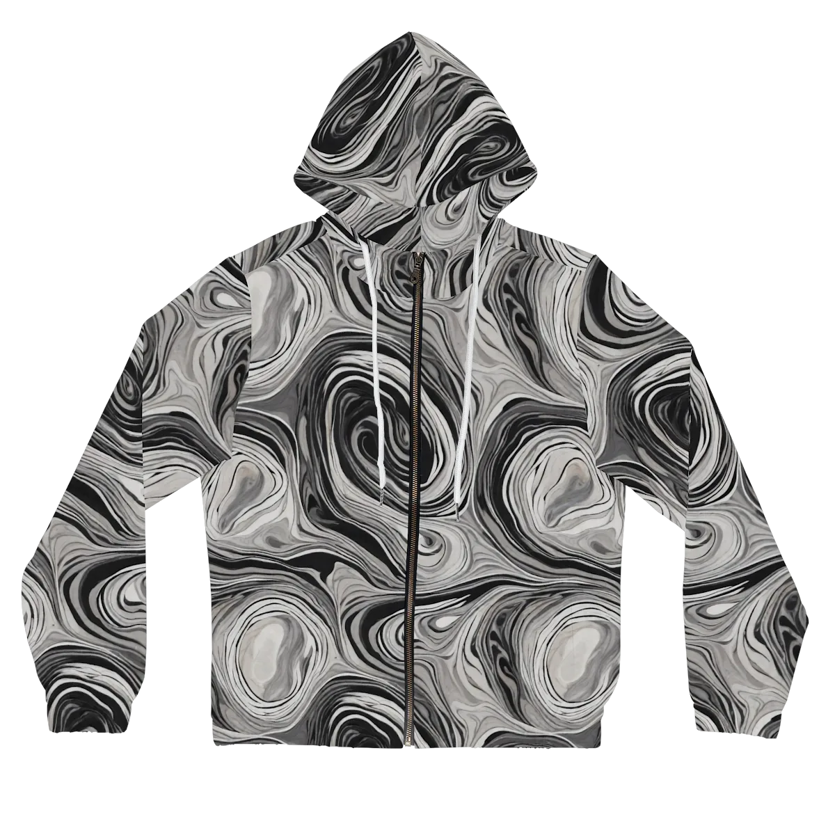 Monochrome Tide on Women's Full-Zip Hoodie — Front