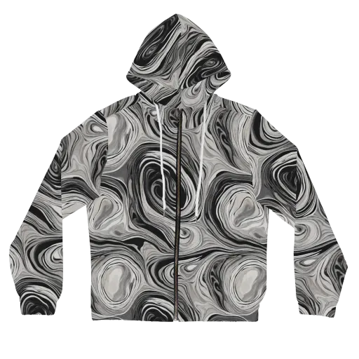 Monochrome Tide on a Women's Full-Zip Hoodie