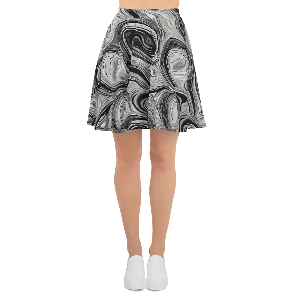 Monochrome Tide on Skater Skirt — Front