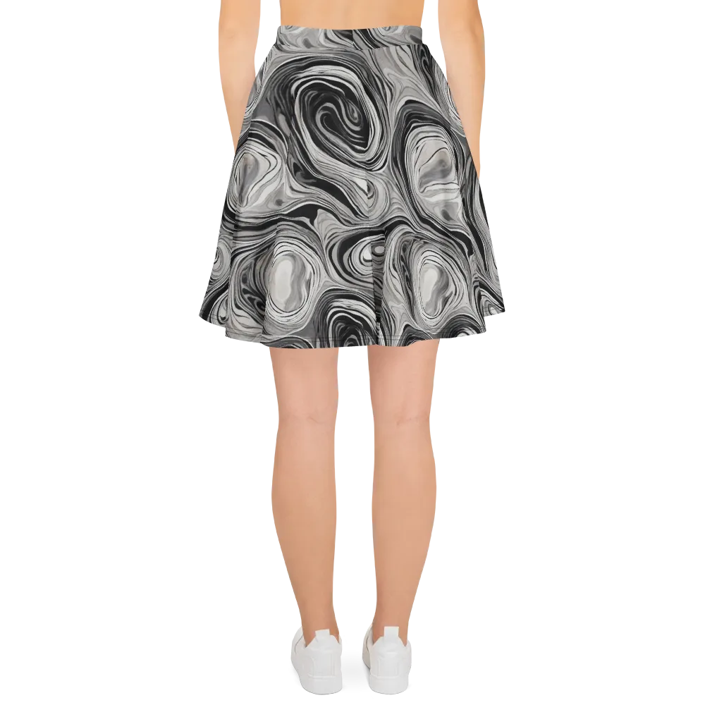 Monochrome Tide on Skater Skirt — Back