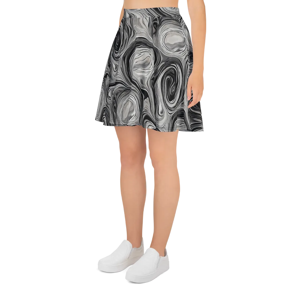 Monochrome Tide on Skater Skirt — Left