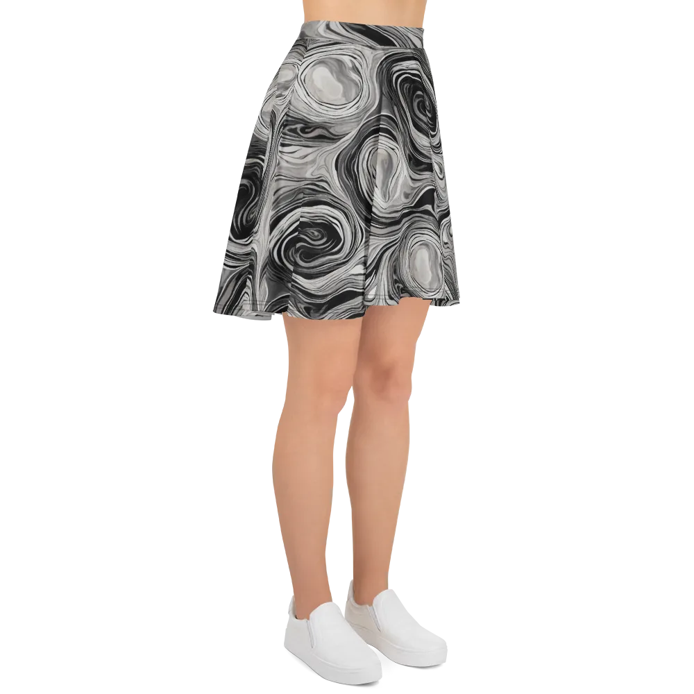 Monochrome Tide on Skater Skirt — Right