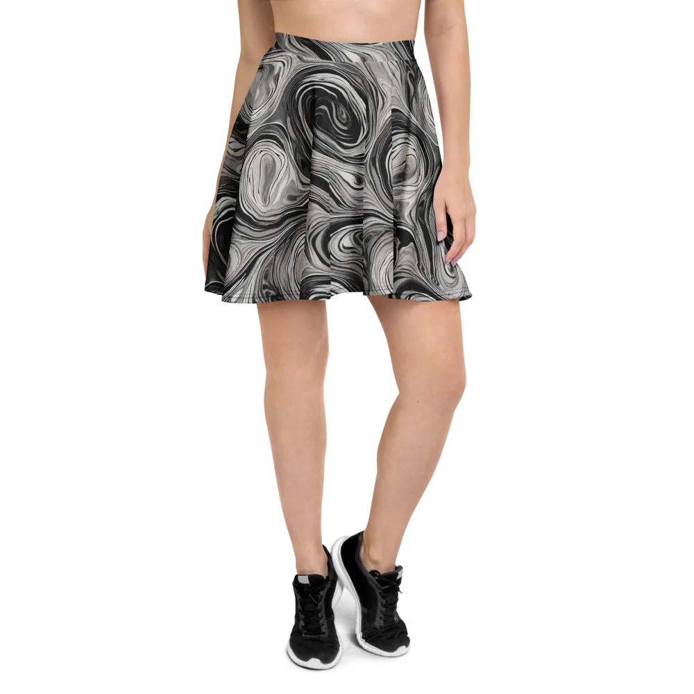 Monochrome Tide on Skater Skirt — Front