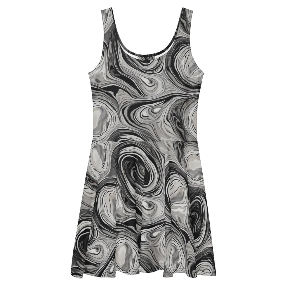 Monochrome Tide on Skater Dress — Front