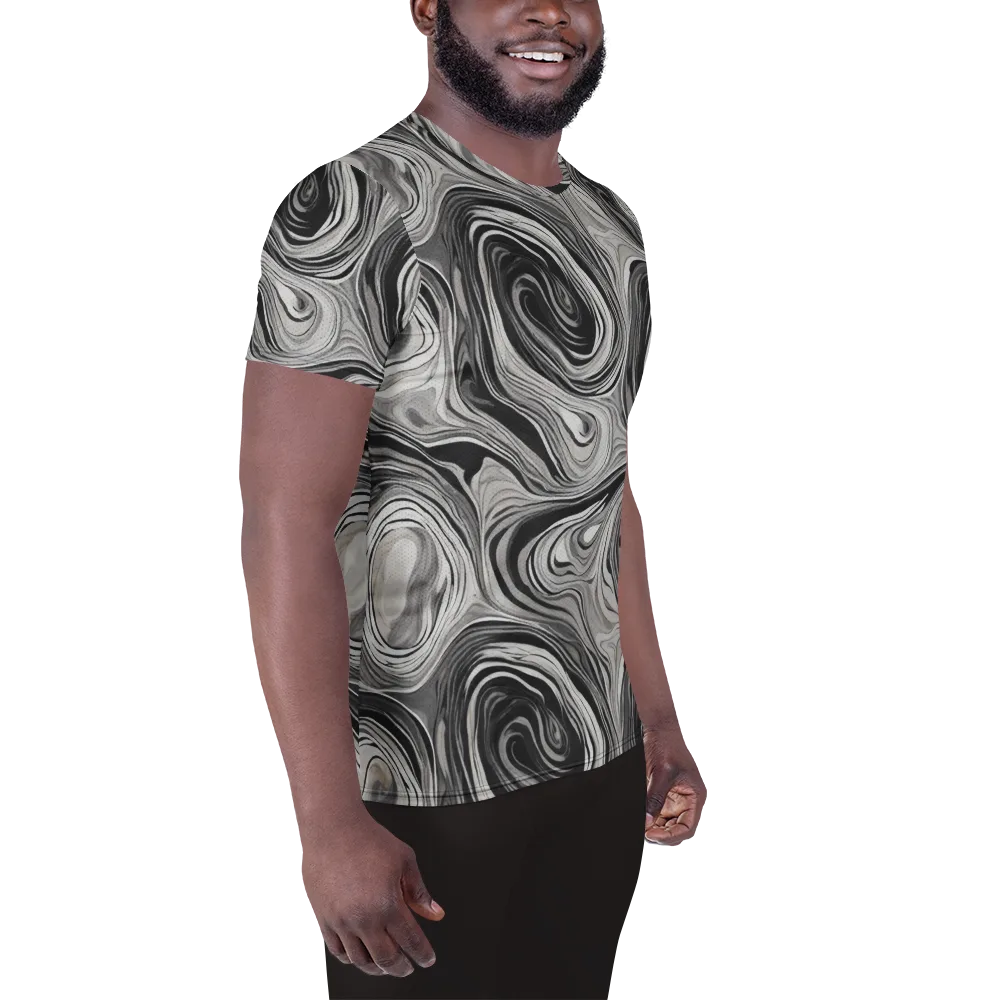 Monochrome Tide on Men's Athletic T-Shirt — Right