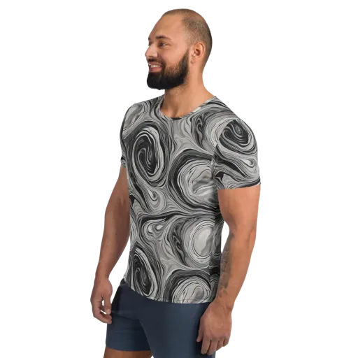 Monochrome Tide on a Men's Athletic T-Shirt
