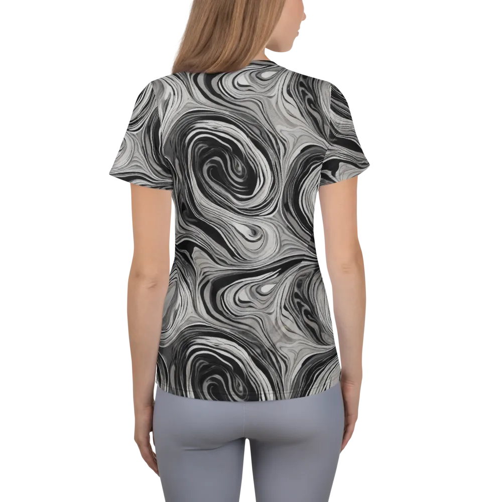 Monochrome Tide on Women's Athletic T-Shirt — Back