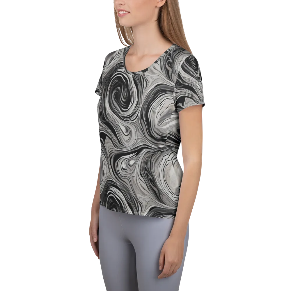 Monochrome Tide on Women's Athletic T-Shirt — Left