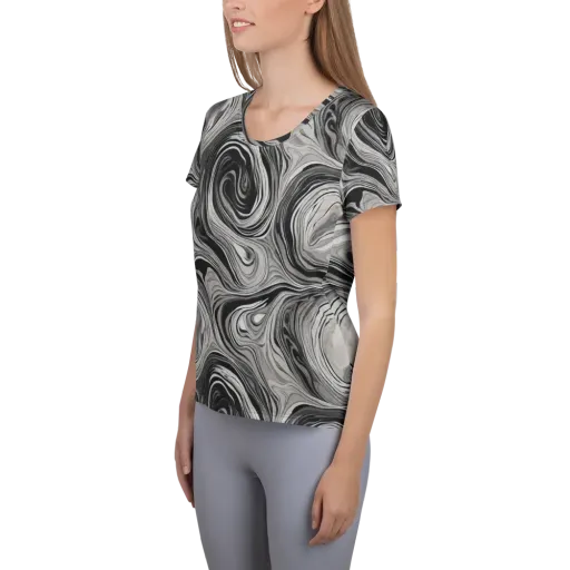 Monochrome Tide on a Women's Athletic T-Shirt