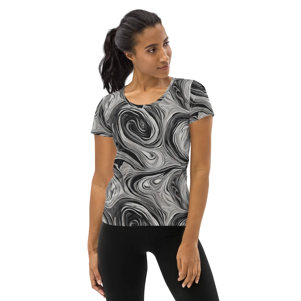 Monochrome Tide on Women's Athletic T-Shirt — Front