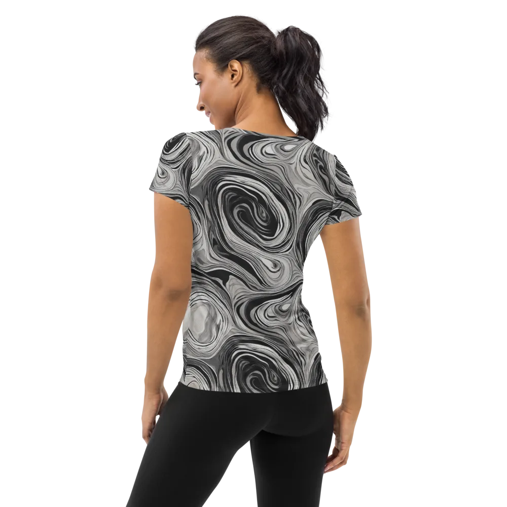 Monochrome Tide on Women's Athletic T-Shirt — Back