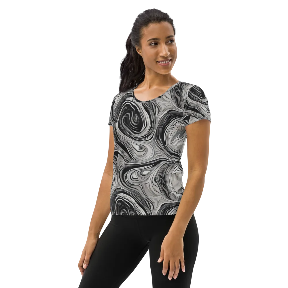 Monochrome Tide on Women's Athletic T-Shirt — Left