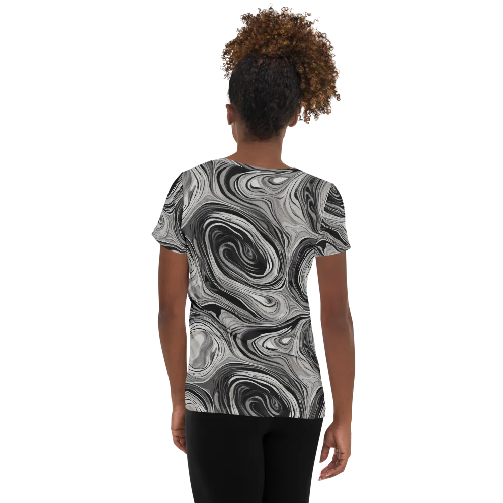 Monochrome Tide on Women's Athletic T-Shirt — Back