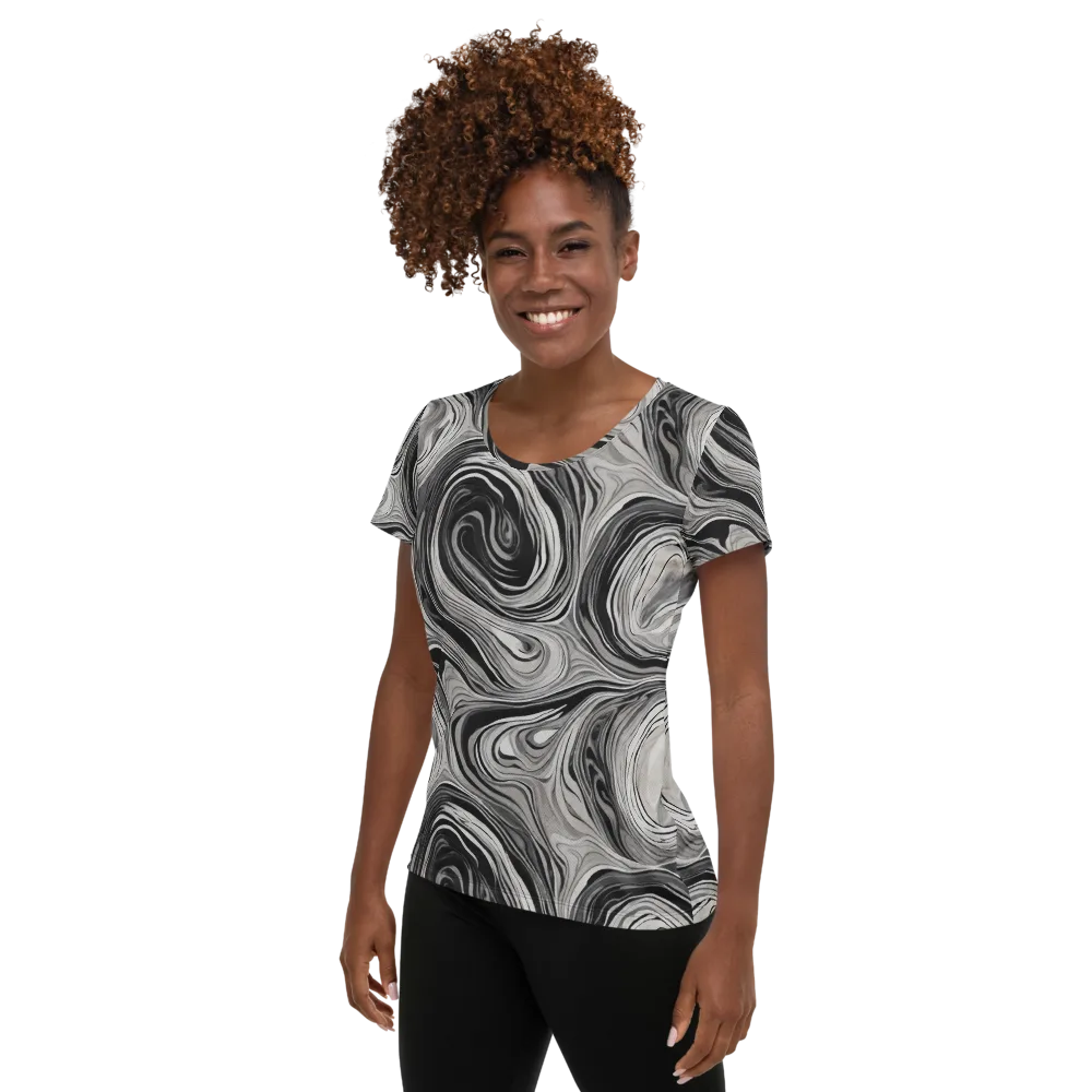 Monochrome Tide on Women's Athletic T-Shirt — Left
