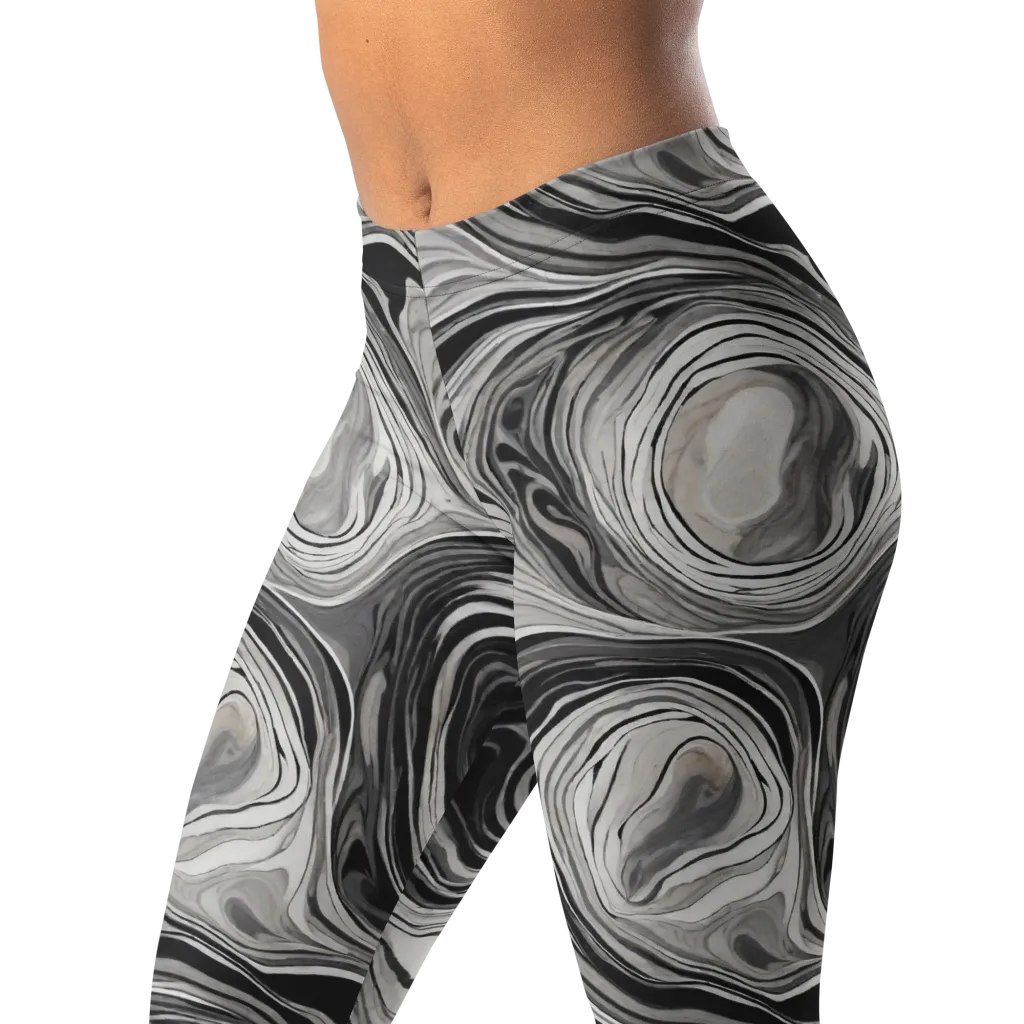 Monochrome Tide on Leggings — Left Front