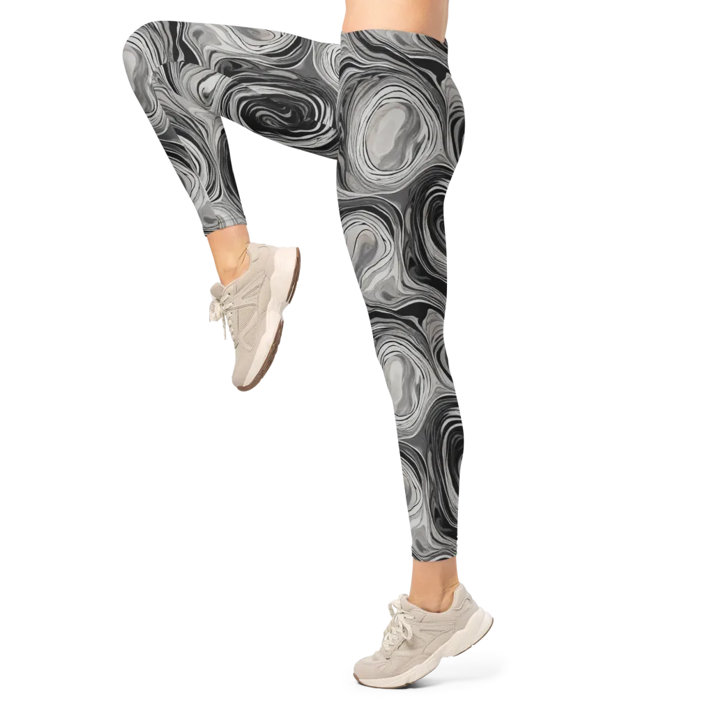Monochrome Tide on Leggings — Left