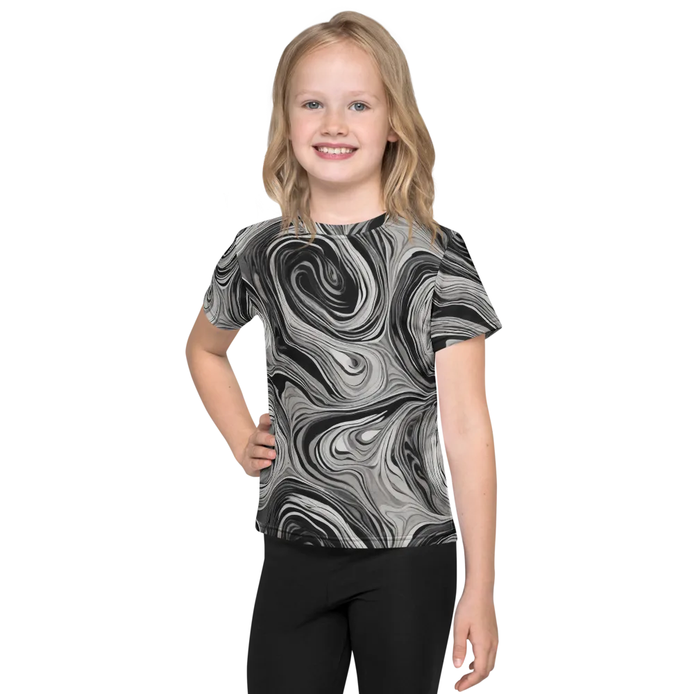 Monochrome Tide on Kids Crew Neck T-Shirt — Front
