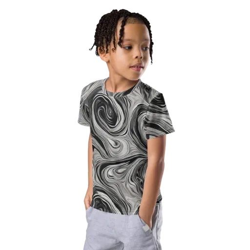 Monochrome Tide on a Kids Crew Neck T-Shirt