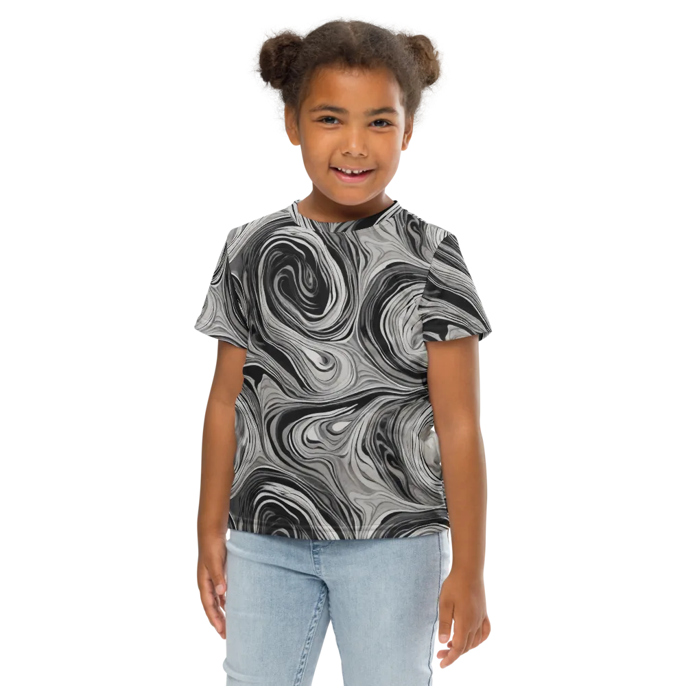 Monochrome Tide on Kids Crew Neck T-Shirt — Front