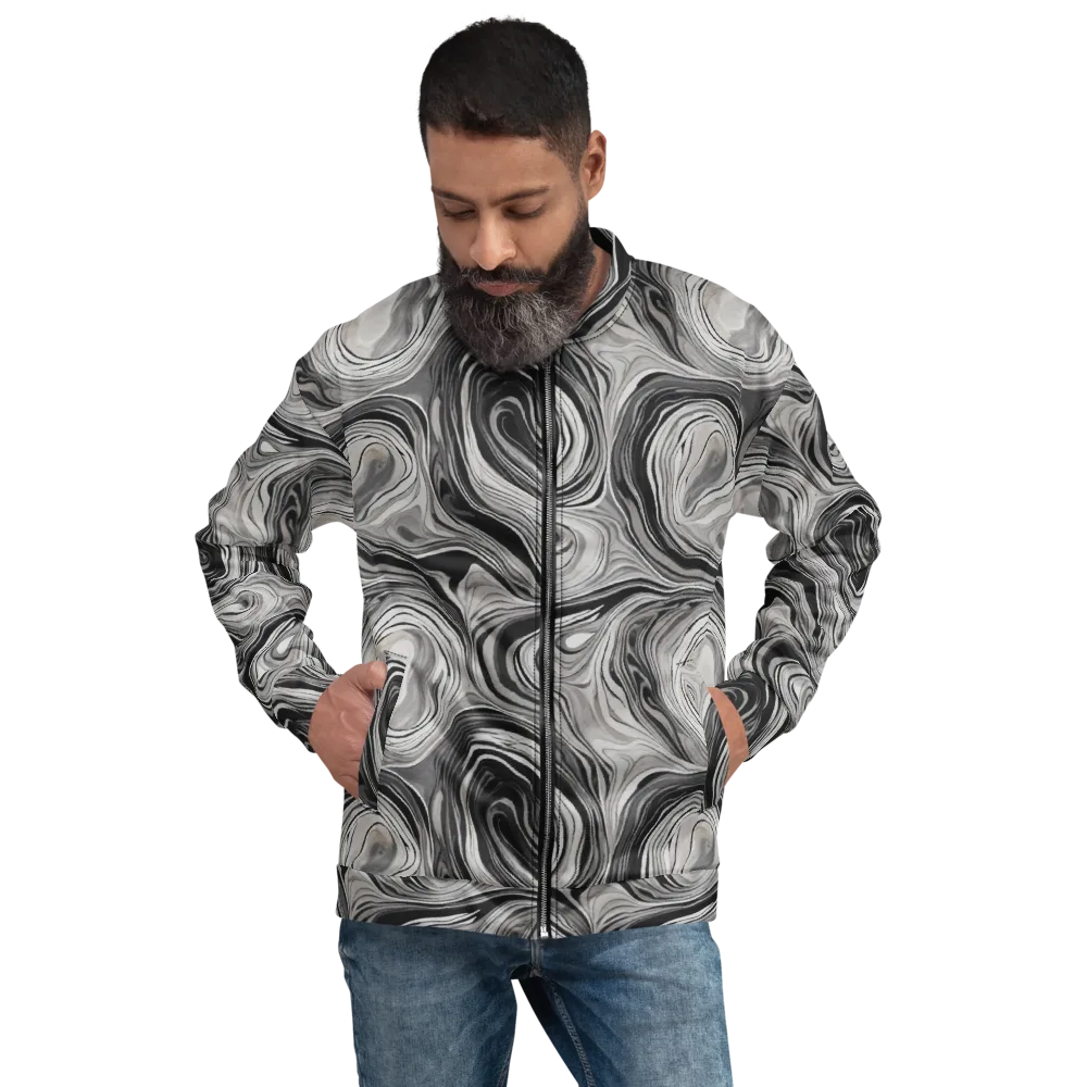 Monochrome Tide on Bomber Jacket — Front