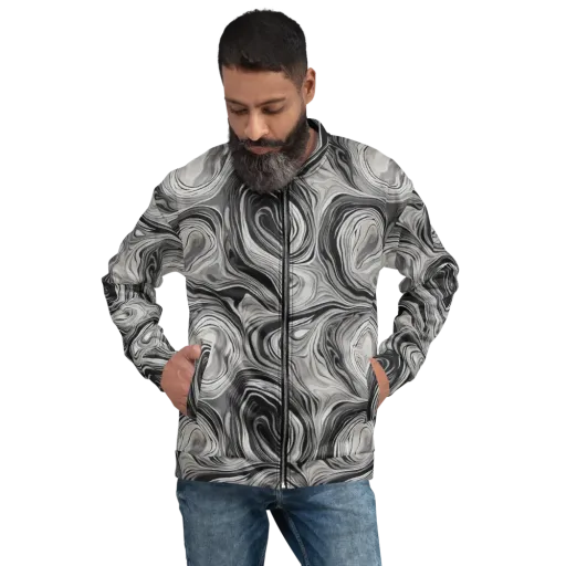 Monochrome Tide on a Bomber Jacket