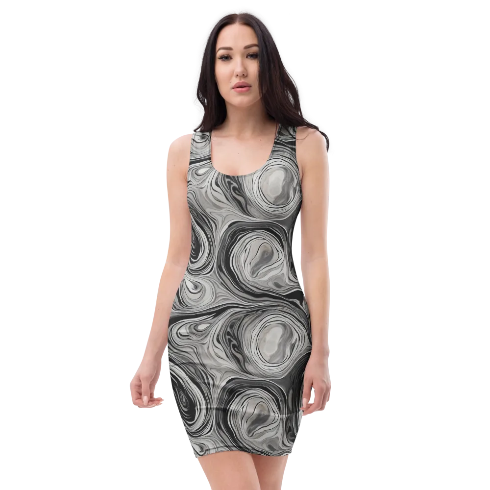 Monochrome Tide on Bodycon Dress — Front