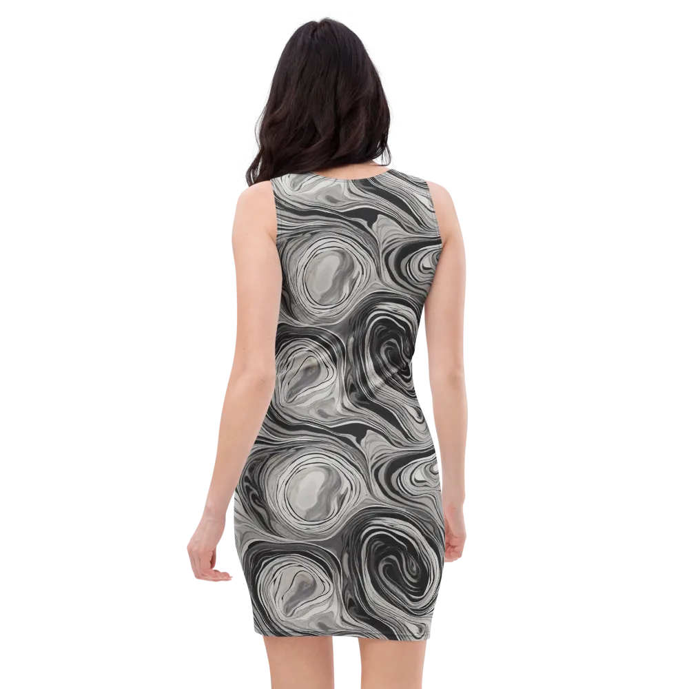 Monochrome Tide on Bodycon Dress — Back