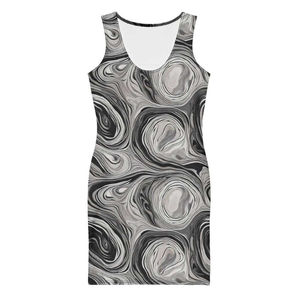 Monochrome Tide on Bodycon Dress — Front