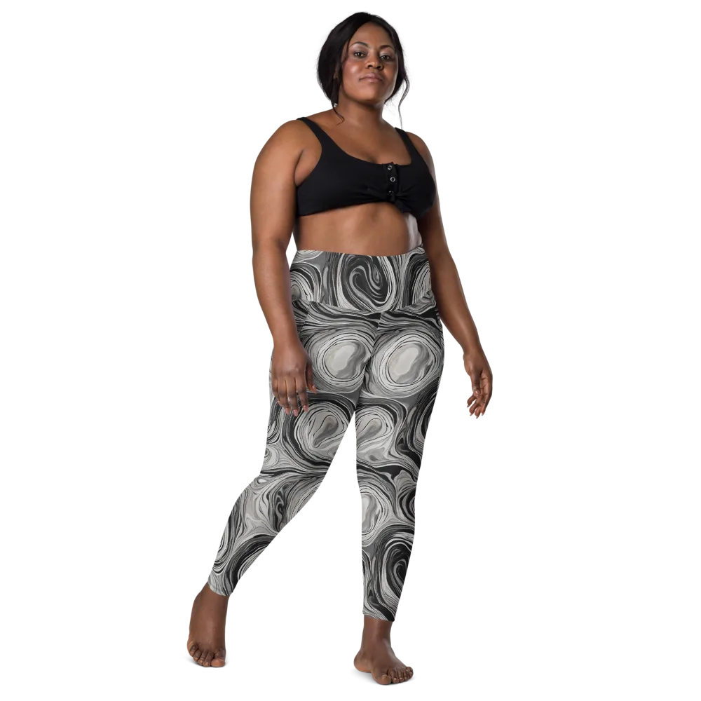 Monochrome Tide on Leggings with Pockets — Front