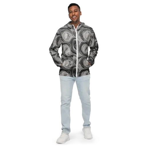 Monochrome Tide on a Men's Windbreaker