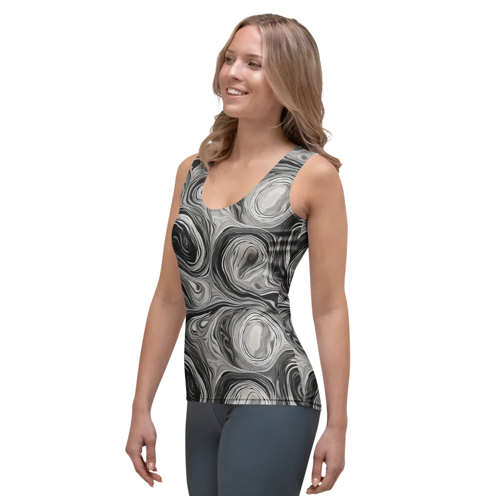 Monochrome Tide on Women's Tank Top — Left Front