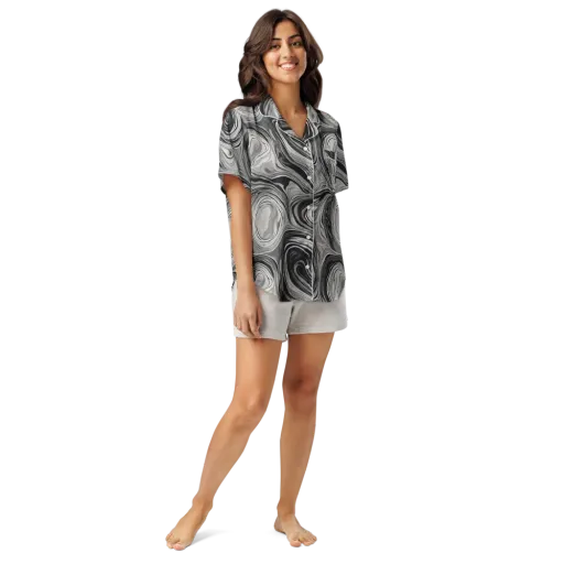 Monochrome Tide on a Women's Short Sleeve Pajama Top