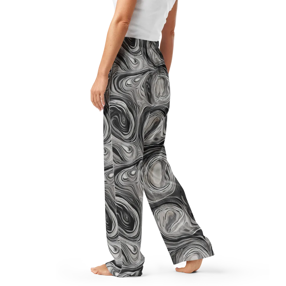 Monochrome Tide on Women's Pajama Pants — Left